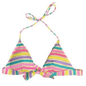Victoria's Secret Halter Bikini Top Medium‎ Striped Removable Pads Twist Front